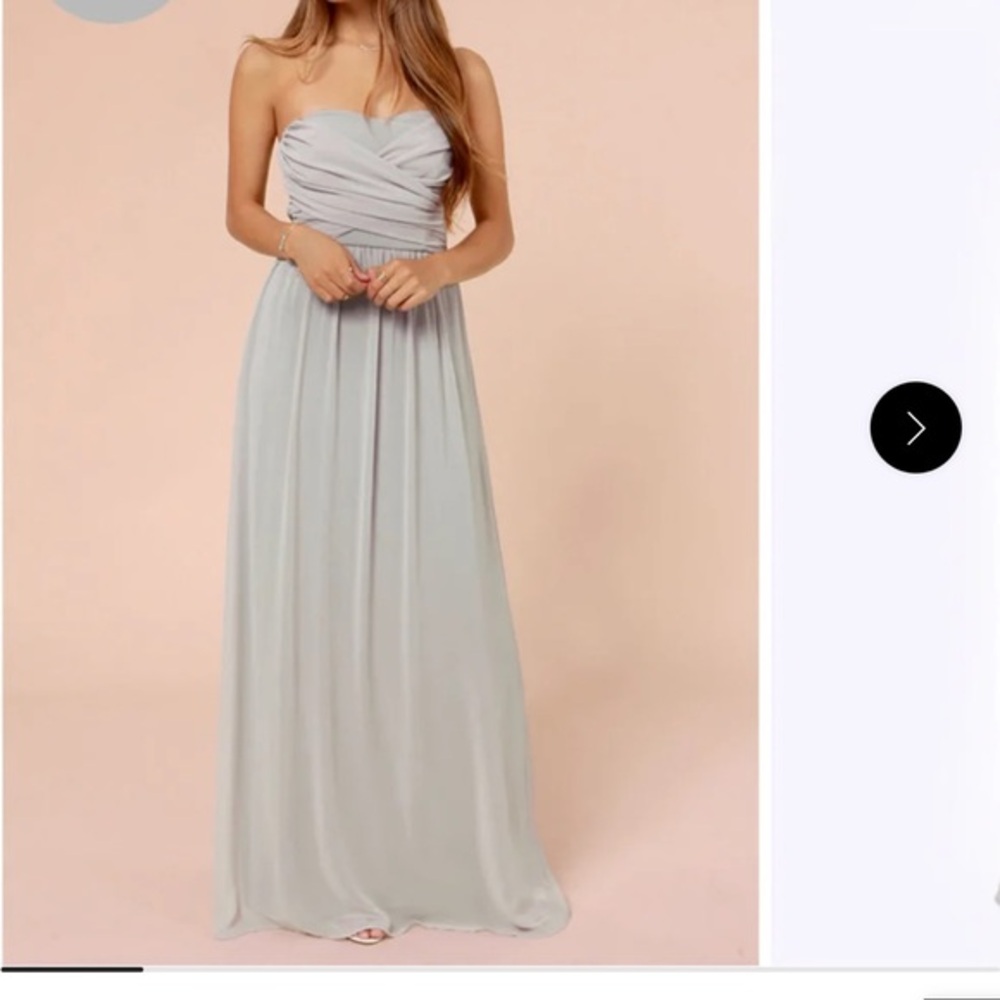 Light gray long strapless sweetheart dress lovely with slit nwot xs